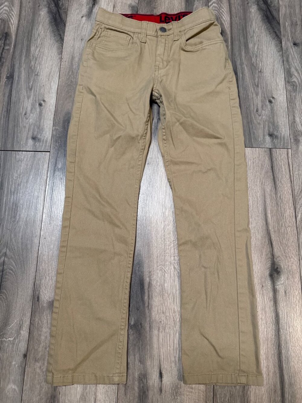 Levis Boys 511 Slim Fit Khaki Pants Size 12 Reg Beige Stretch Cotton Blend